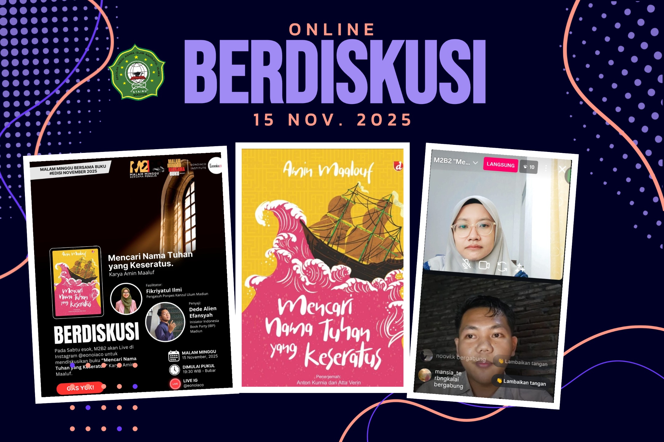 Gelar Diskusi Daring “Mencari Nama Tuhan yang Keseratus”, STAINU Madiun Dorong Budaya Literasi Mahasiswa