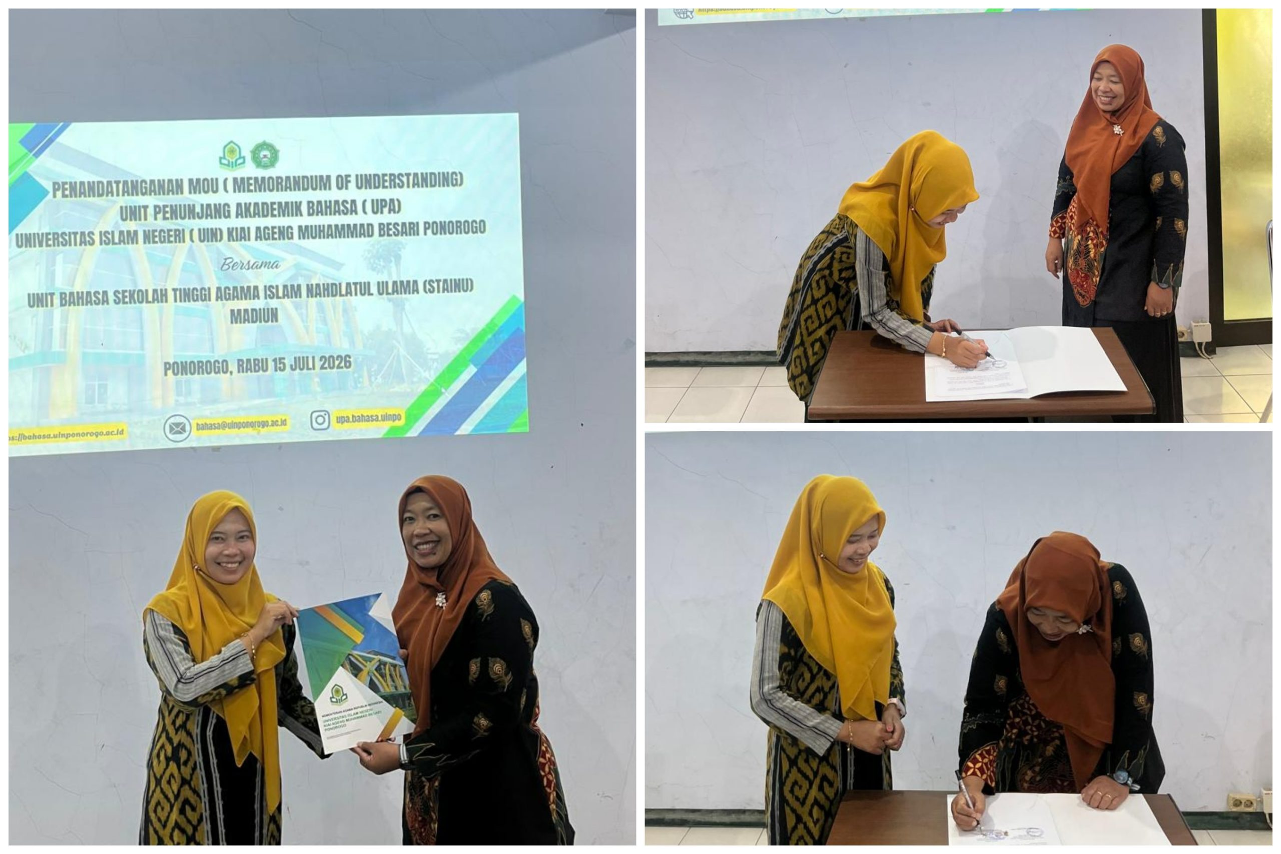 Perkuat Sinergi Akademik, Prodi PBA STAINU Madiun Teken MoU dengan UPA Bahasa UIN Ponorogo